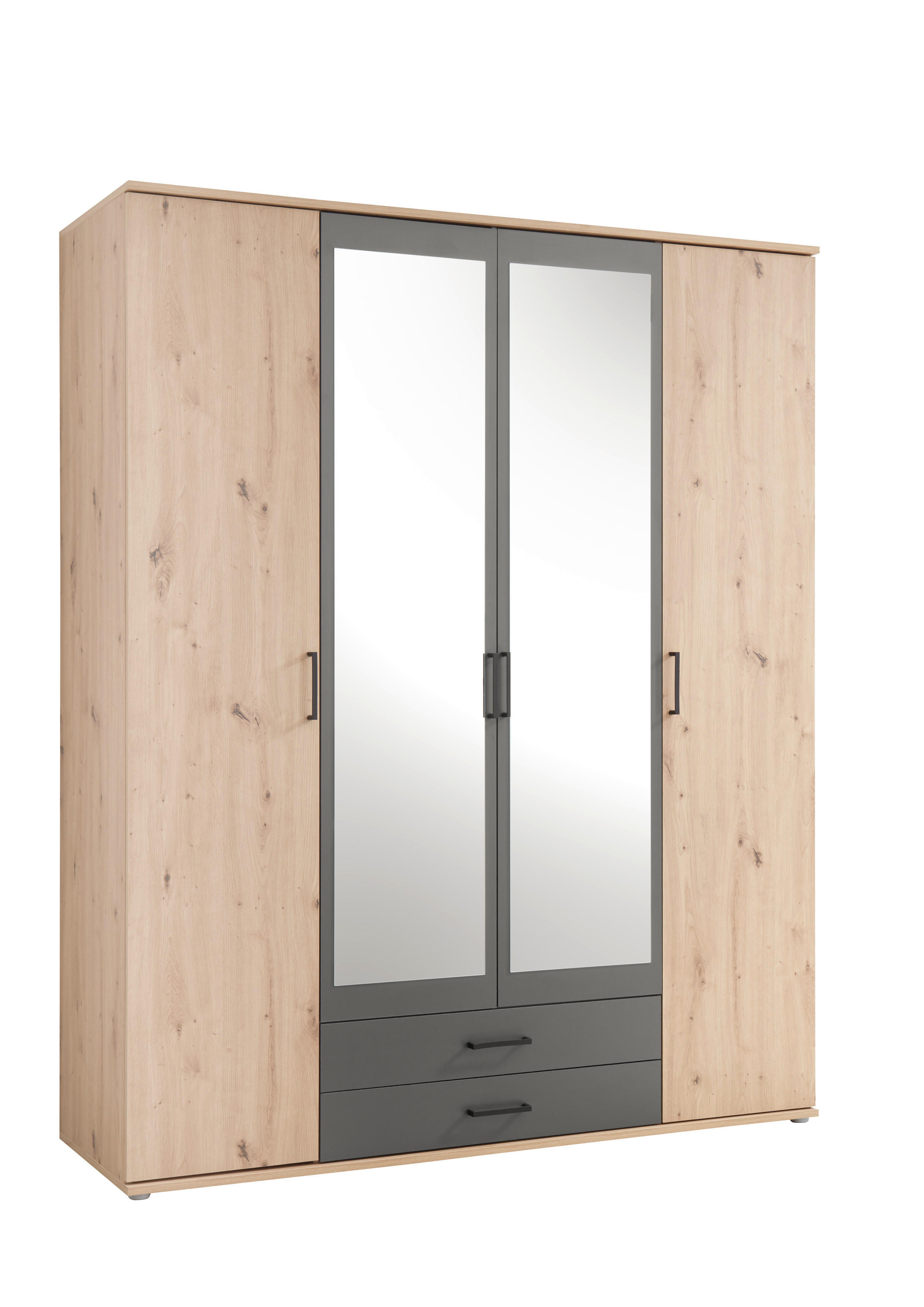 Kleiderschrank Eiche Artisan Nachbildung B/H/T: ca. 159x197x54 cm Chicago_Kleiderschrank - Eiche/Graphit (159,00/197,00/54,00cm)