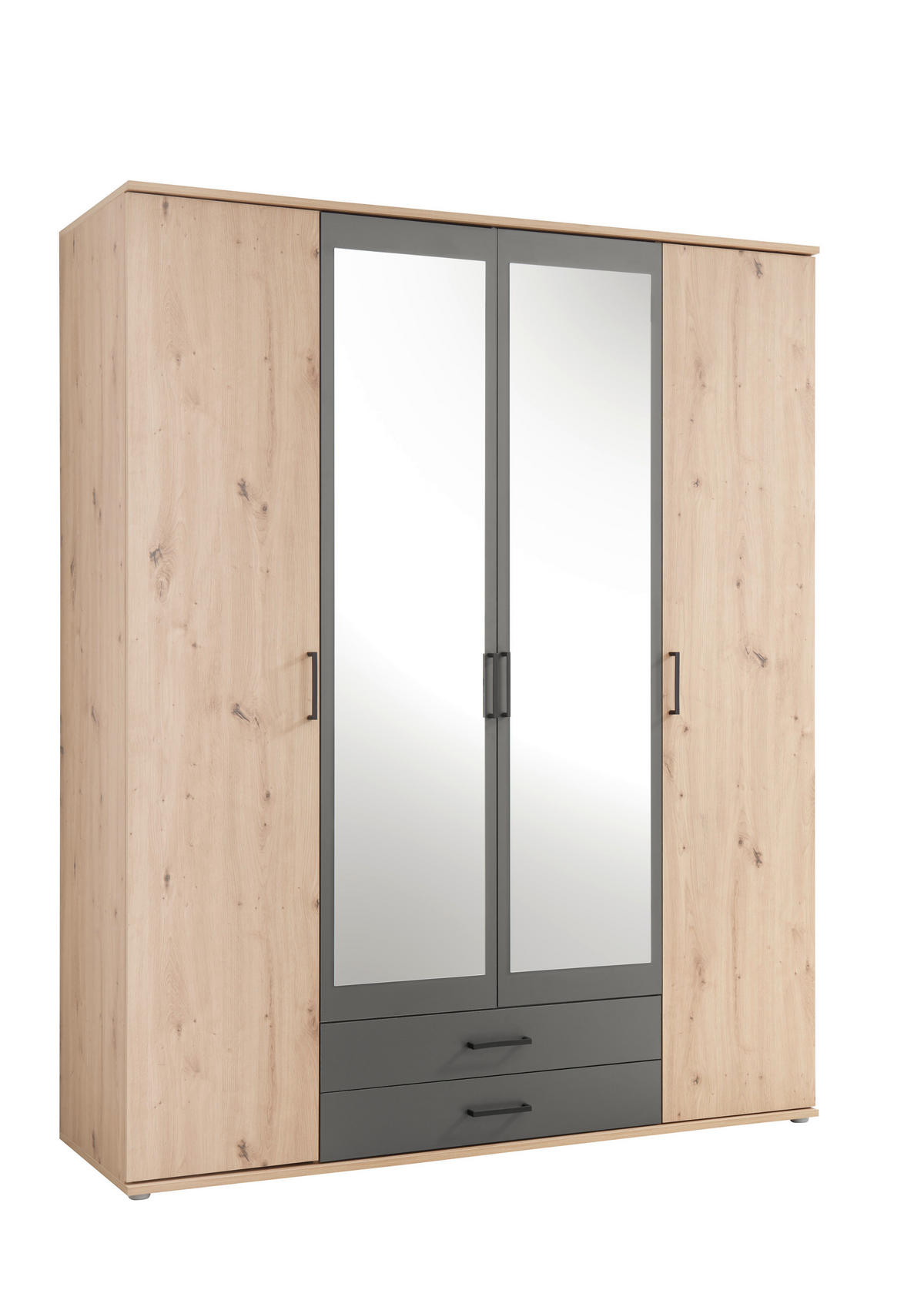 Kleiderschrank Eiche Artisan Nachbildung B/H/T: ca. 159x197x54 cm Chicago_Kleiderschrank - Eiche/Graphit (159,00/197,00/54,00cm)