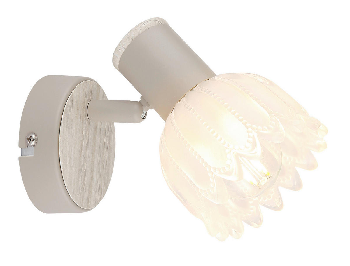 GLOBO Strahler sand Glas Metall B/H/L: ca. 10,5x11x14 cm E14 1 Brennstellen Strahler-Planta - sand (14,00/10,50/11,00cm) - GLOBO