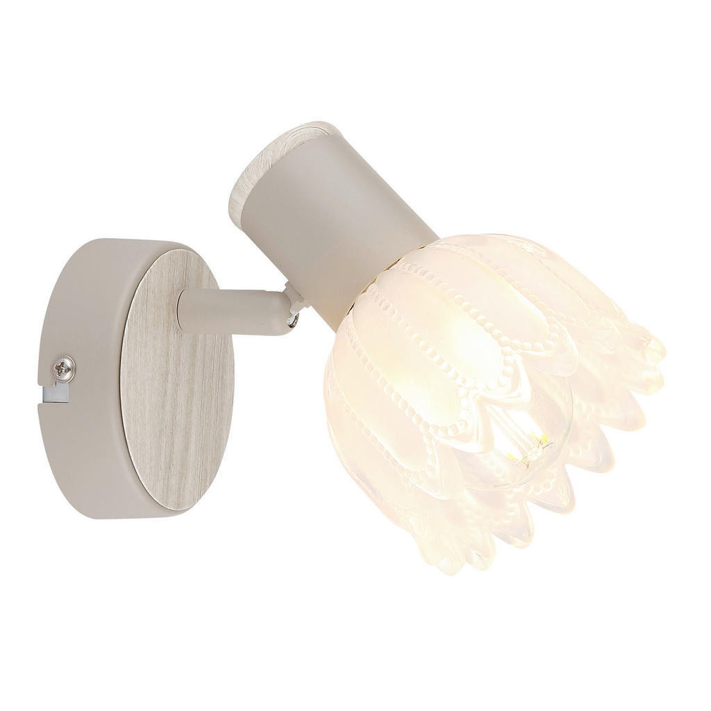 Thumbnail - GLOBO Strahler sand Glas Metall B/H/L: ca. 10,5x11x14 cm E14 1 Brennstellen