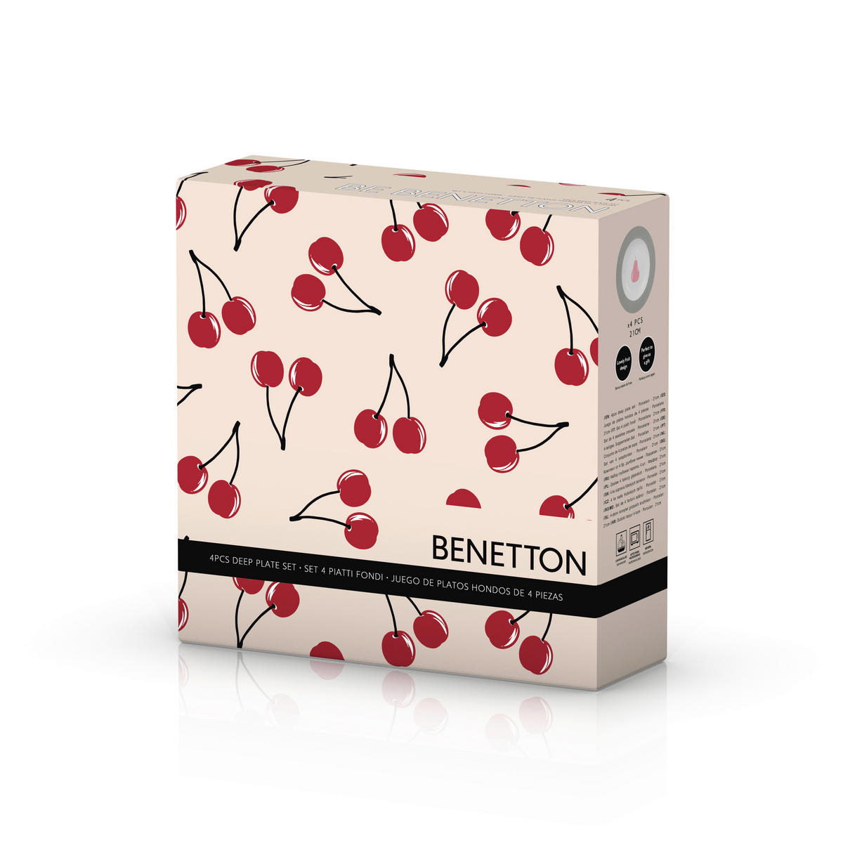 BENETTON Essteller tief BENETTON FRUITS schwarz Porzellan D: ca. 21 cm BENETTON FRUITS - weiß/rot (21,00cm) - BENETTON