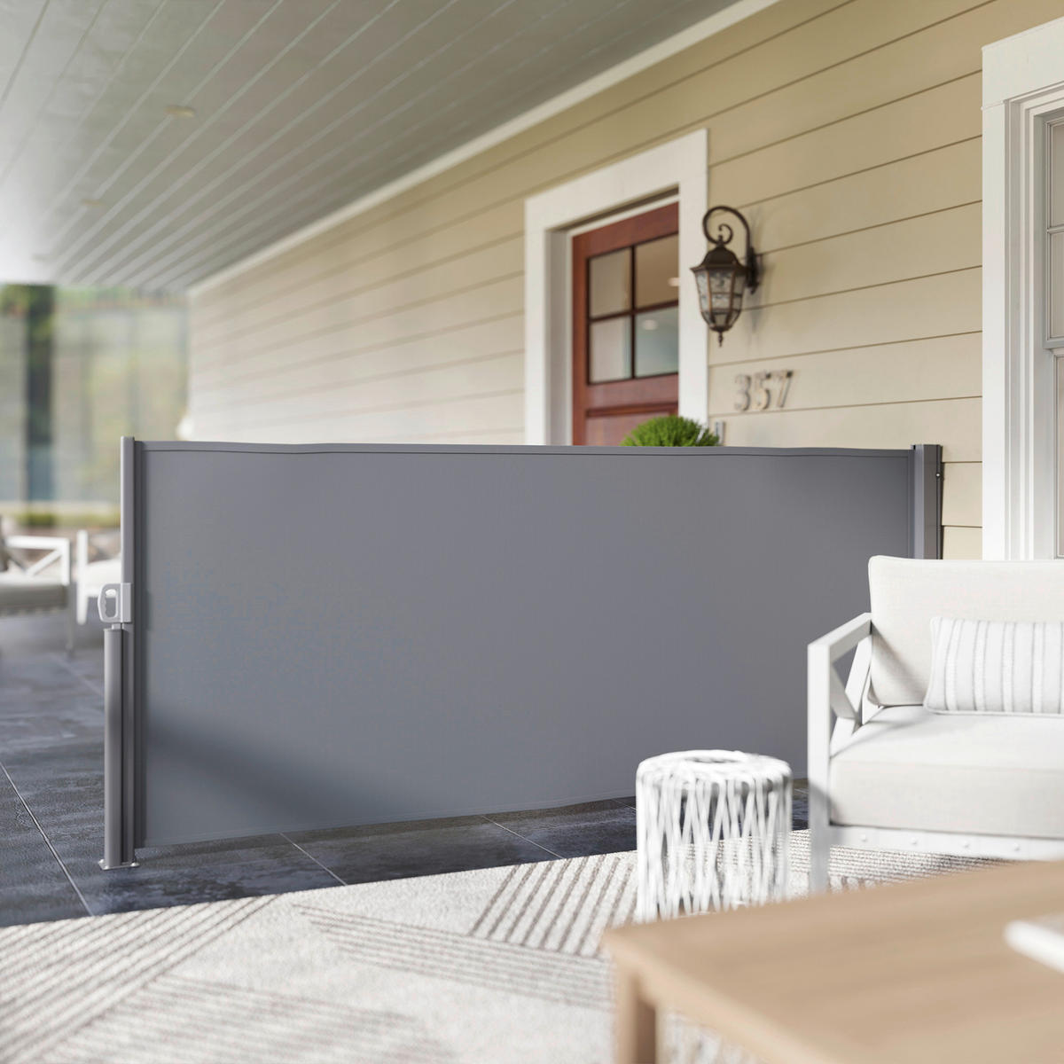 Outsunny Seitenmarkise dunkelgrau Polyester B/H/L: ca. 1x140x300 cm Seitenmarkise - dunkelgrau (300,00/1,00/140,00cm) - Outsunny