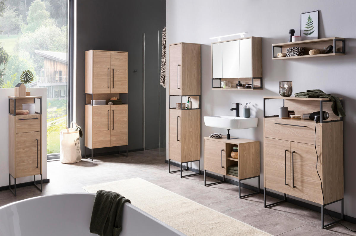 Spiegelschrank Limone Eiche hell Nachbildung B/H/T: ca. 70x66,1x16 cm Limone - Eiche (70,00/66,10/16,00cm) - Möbelpartner