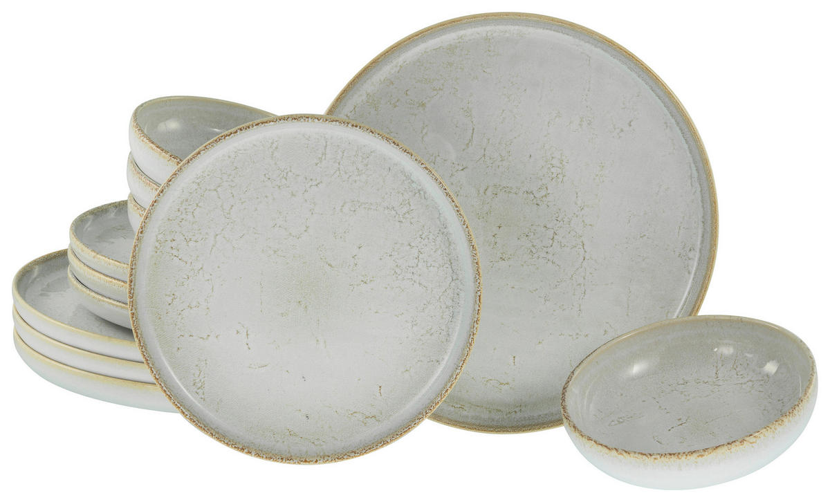 CreaTable Tafelservice Uno weiß Steinzeug 12 tlg. Uno - weiß - CreaTable