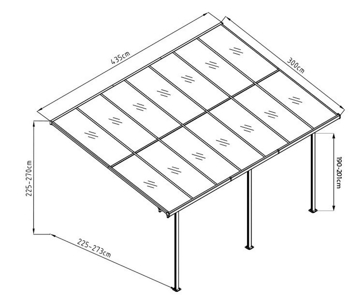 Westmann Terrassenüberdachung Bruce grau Aluminium B/H/T: ca. 434x269x300 cm Bruce - grau (434,00/269,00/300,00cm) - Westmann