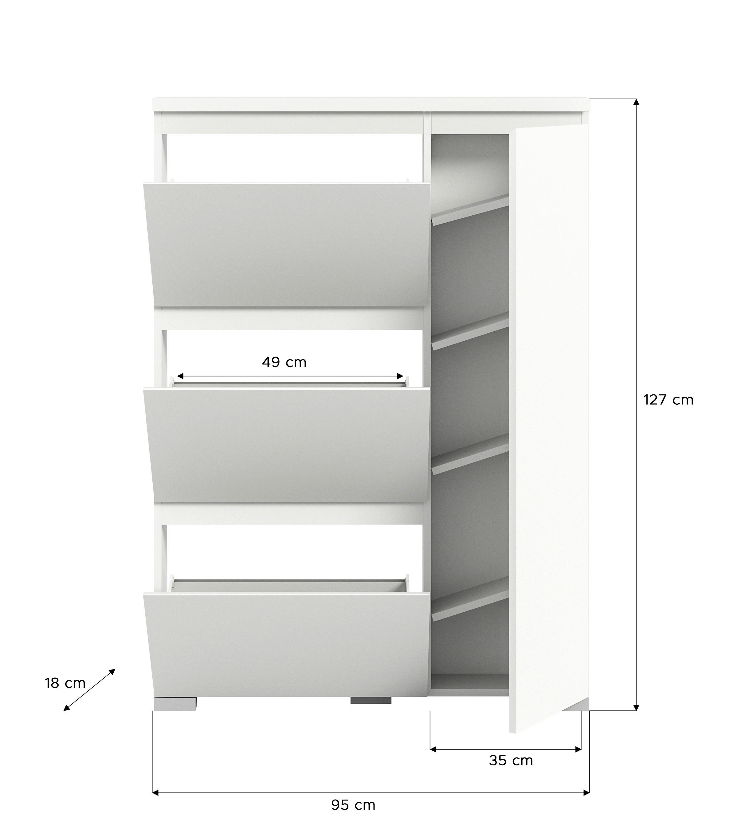 Schuhschrank Shoelove weiß grau B/H/T: ca. 95x130x18 cm Shoelove - weiß/grau (95,00/130,00/18,00cm) - xonox.home