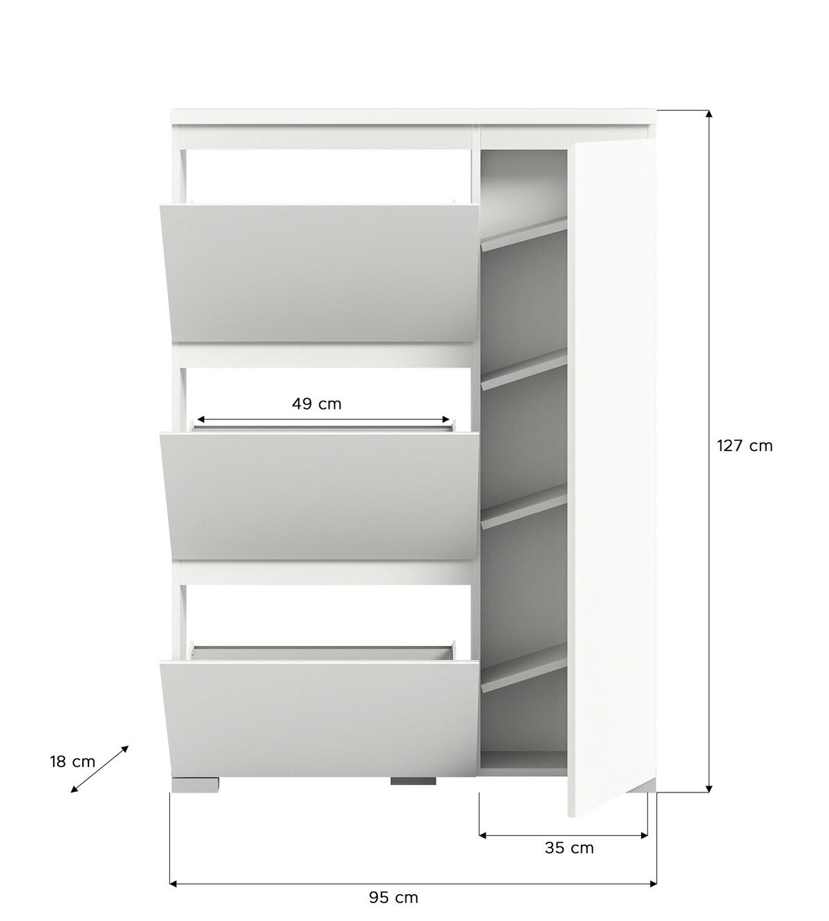 Schuhschrank Shoelove weiß grau B/H/T: ca. 95x130x18 cm Shoelove - weiß/grau (95,00/130,00/18,00cm) - xonox.home