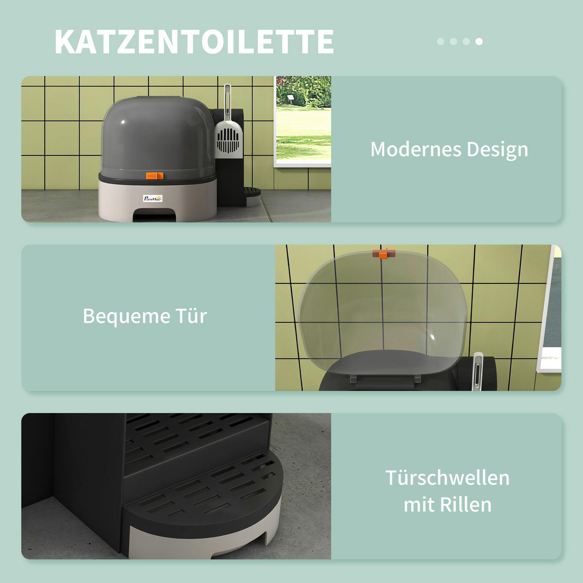 PawHut Katzen-Zubehör dunkelgrau Kunststoff B/H/L: ca. 60x52x42 cm Katzentoilette - dunkelgrau (42,00/60,00/52,00cm) - PawHut