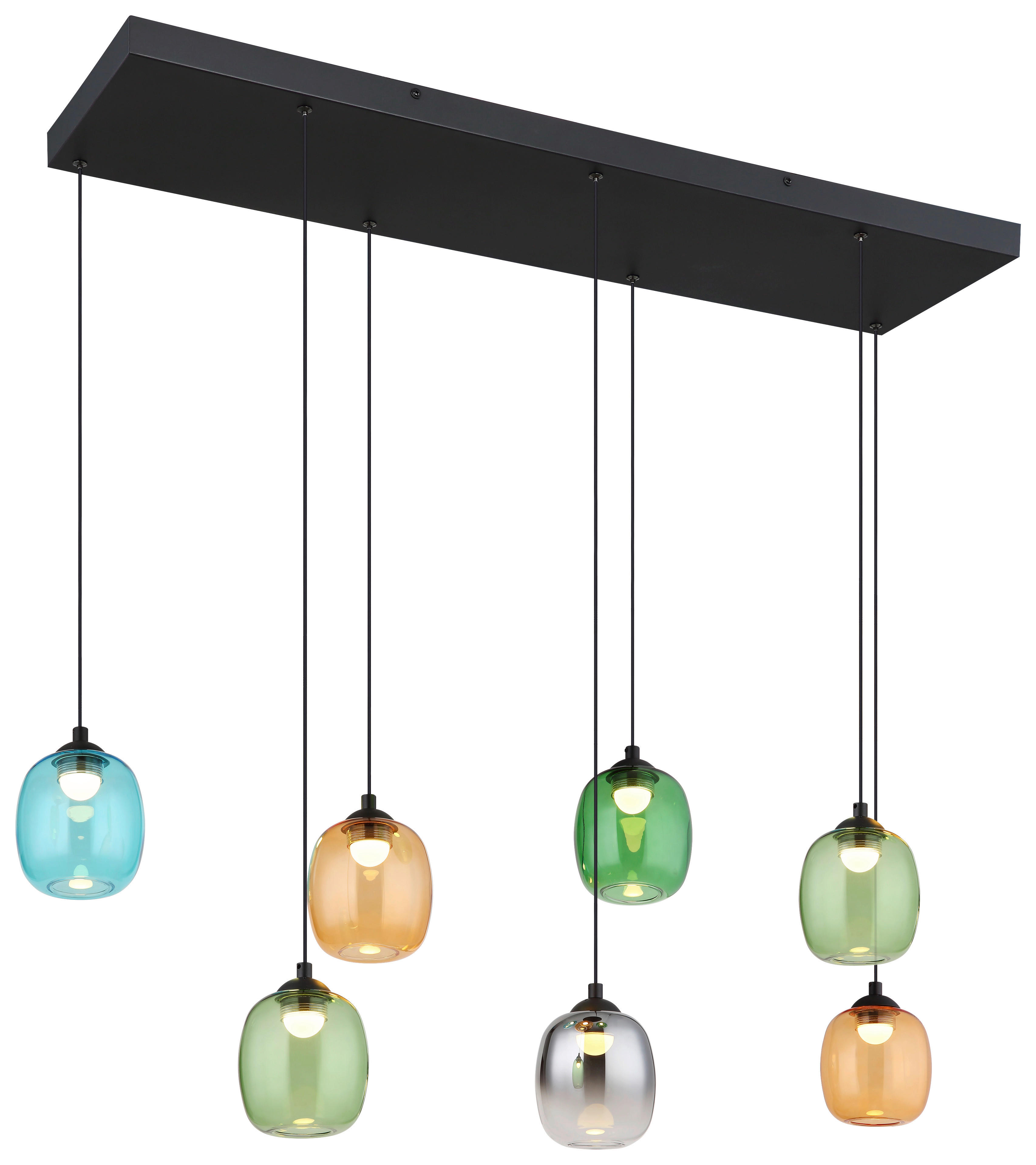 GLOBO LED-Pendelleuchte MINARA 31470708 bunt schwarz Glas Kunststoff Metall B/H/L: ca. 102x150x32 cm 1.0 Brennstellen MINARA - bunt/schwarz (32,00/102,00/150,00cm) - GLOBO