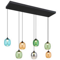 GLOBO LED-Pendelleuchte MINARA 31470708 bunt schwarz Glas Kunststoff Metall B/H/L: ca. 102x150x32 cm 1.0 Brennstellen MINARA - bunt/schwarz (32,00/102,00/150,00cm) - GLOBO