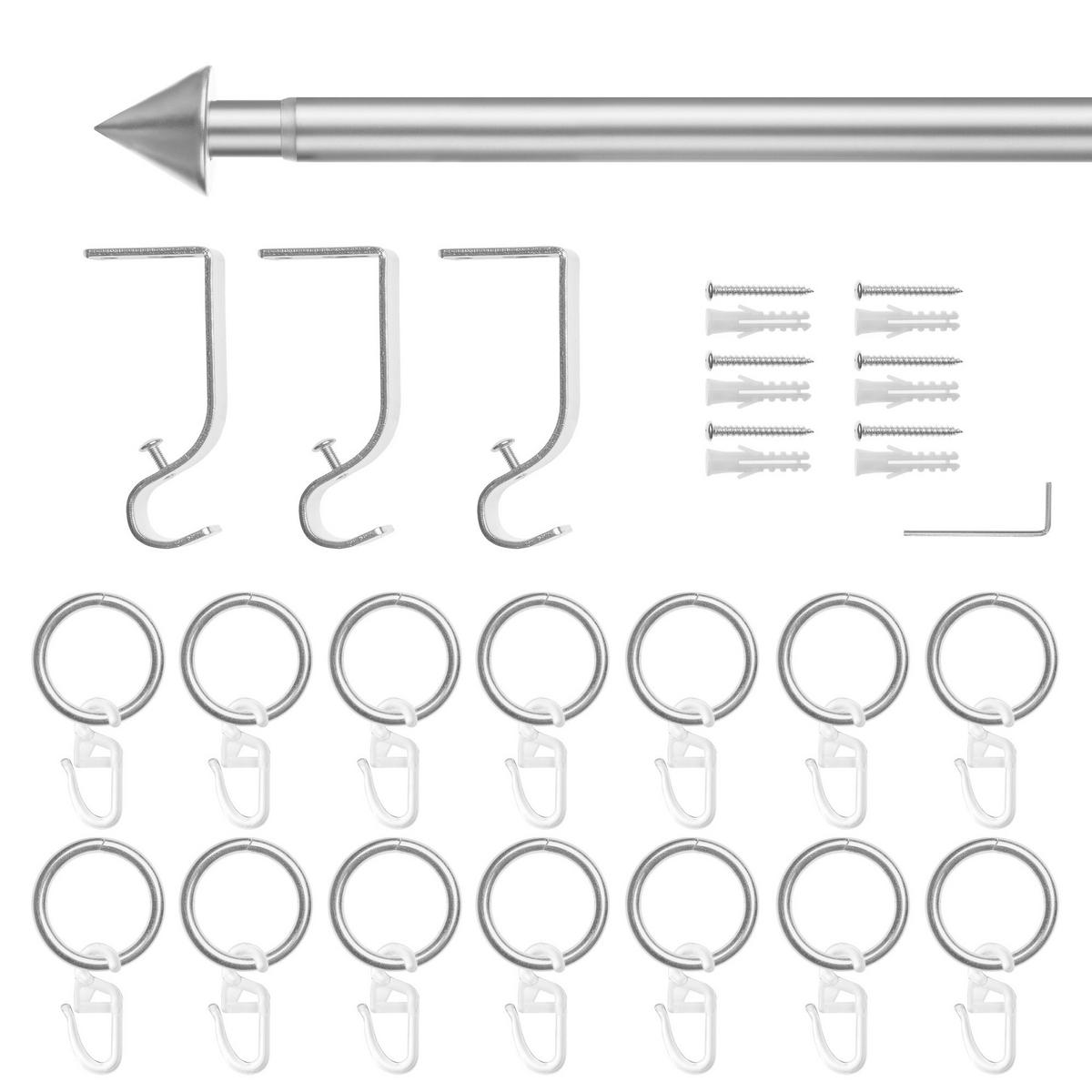 Gardinenstange Kegel Chrom Metall D: ca. 2 cm ausziehbar von ca. 130 bis 240 cm 1.0 Läufe Kegel - Chrom (2,00cm) - LICHTBLICK