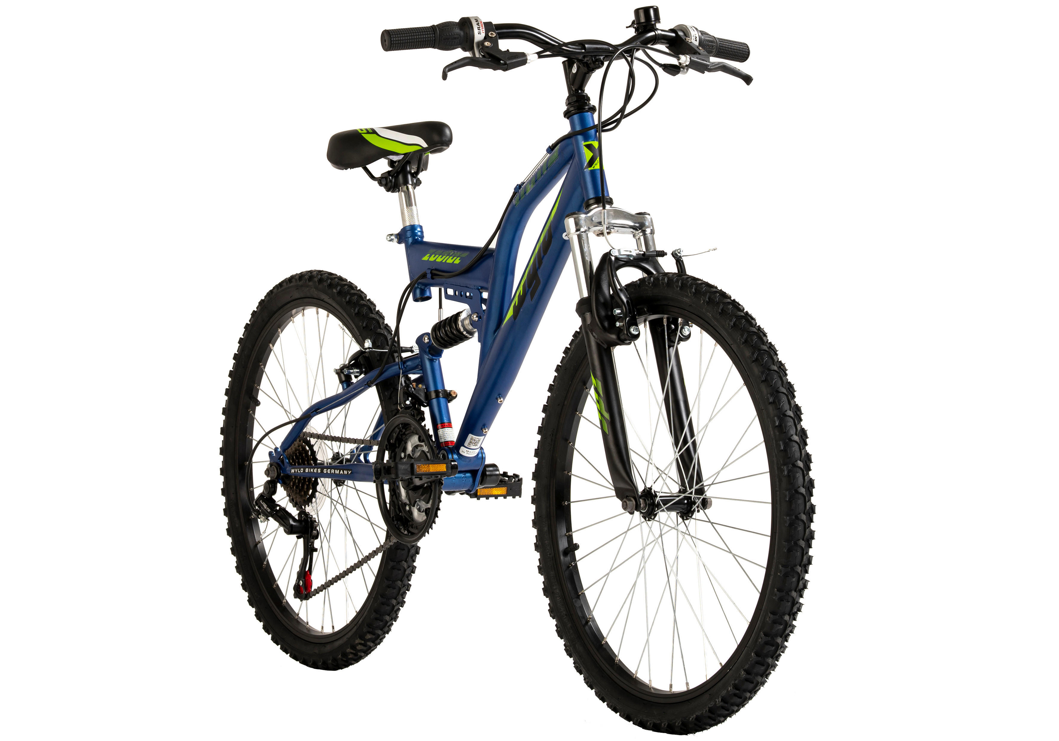 WYLD Kinder-Mountainbike Zodiac ZODIAC 24 Zoll Rahmenhöhe 38 cm 18 Gänge blau blau ca. 24 Zoll Zodiac - blau - WYLD