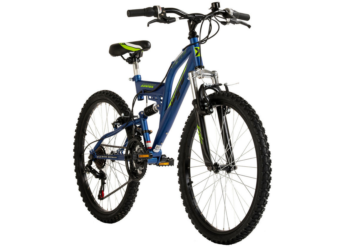 WYLD Kinder-Mountainbike Zodiac ZODIAC 24 Zoll Rahmenhöhe 38 cm 18 Gänge blau blau ca. 24 Zoll Zodiac - blau - WYLD
