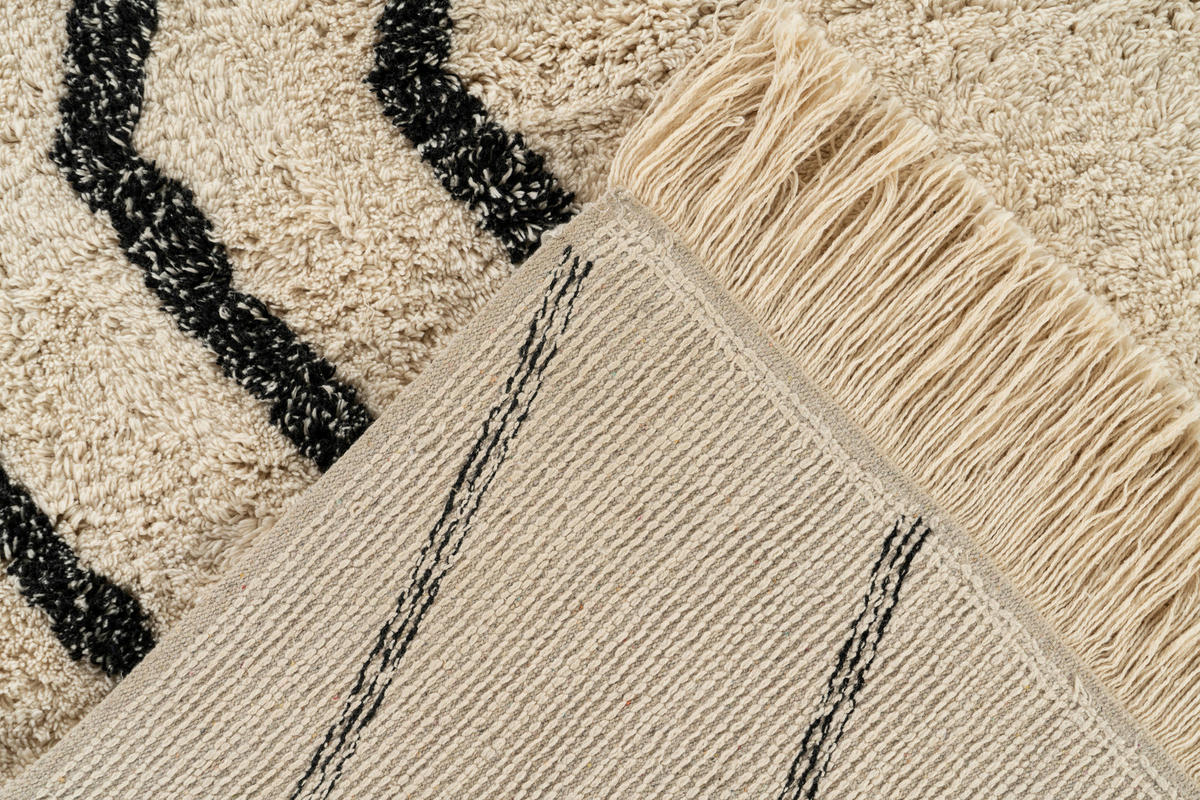 360Living Teppich Mylen schwarz B/L: ca. 80x150 cm Mylen - creme/schwarz (80,00/150,00cm) - 360Living