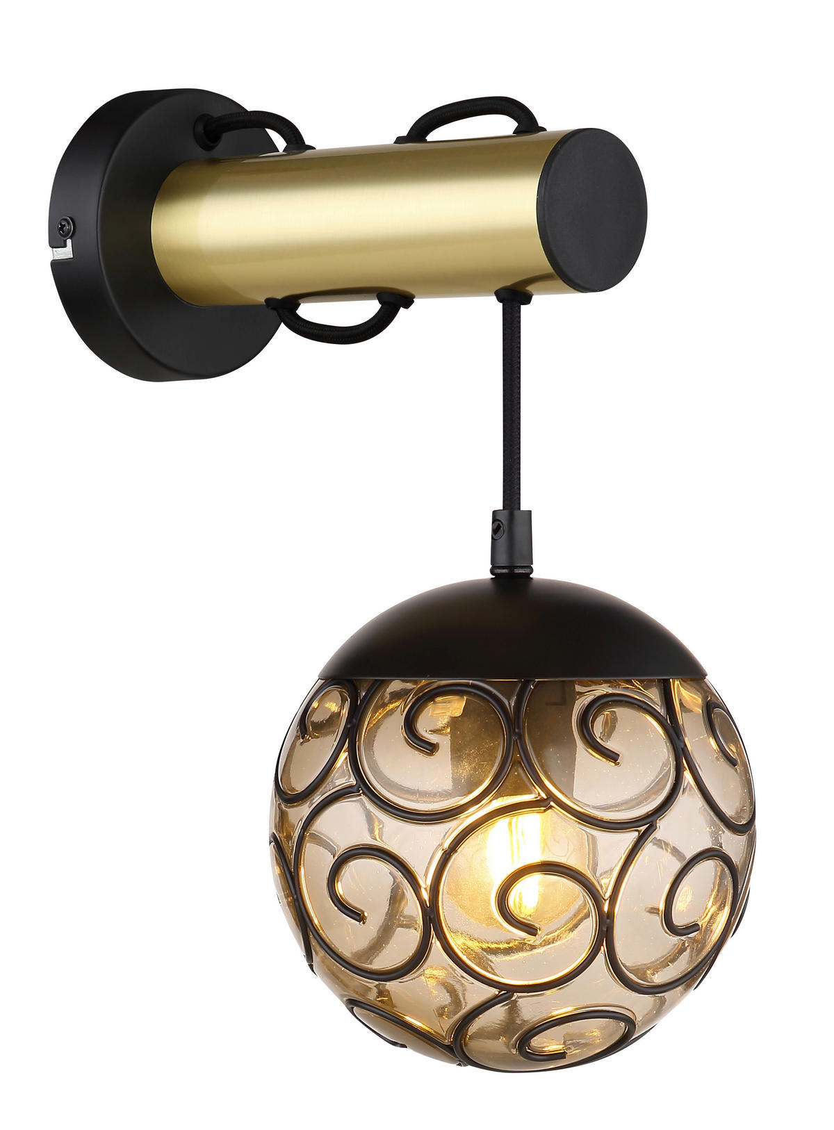 GLOBO Wandleuchte schwarz Rauch Metall Kunststoff B/H: ca. 15x36 cm E27 1 Brennstellen FITZ - schwarz/Rauch (15,00/36,00cm) - GLOBO