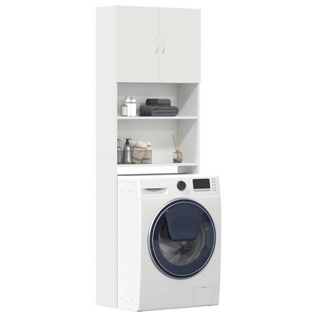 VidaXL Waschmaschinenschrank weiß B/H/T: ca. 64x190x24 cm Waschmaschinenschrank - weiß (64,00/190,00/24,00cm) - VidaXL