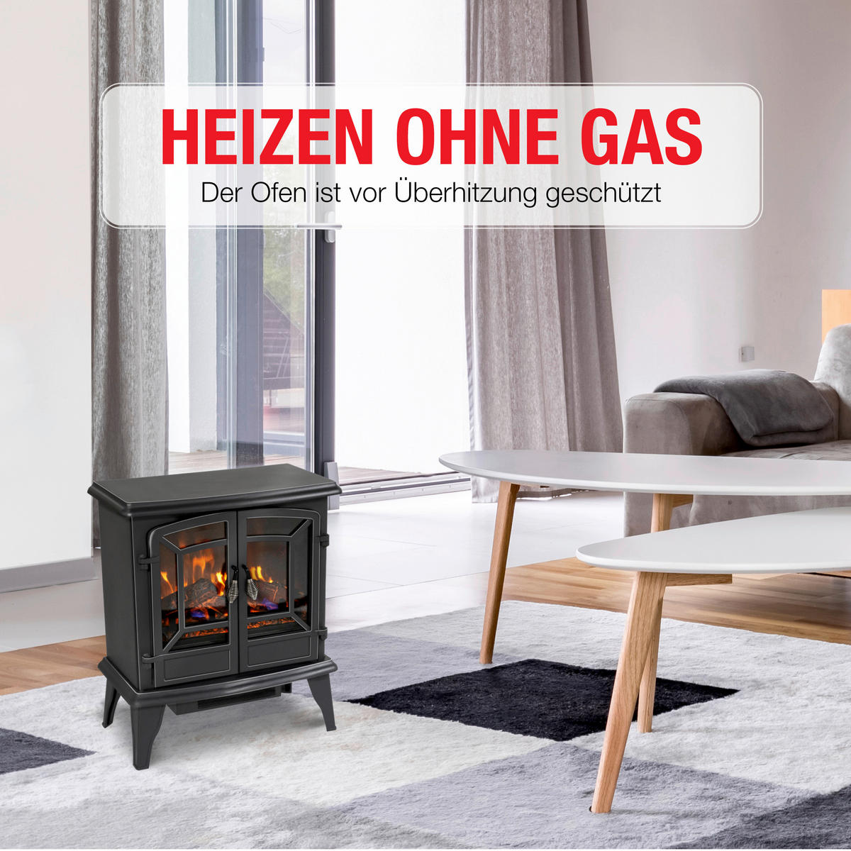 Elektrokamin schwarz B/H/L: ca. 51x59x28 cm ca. 1800 W Narvik - schwarz (28,00/51,00/59,00cm)