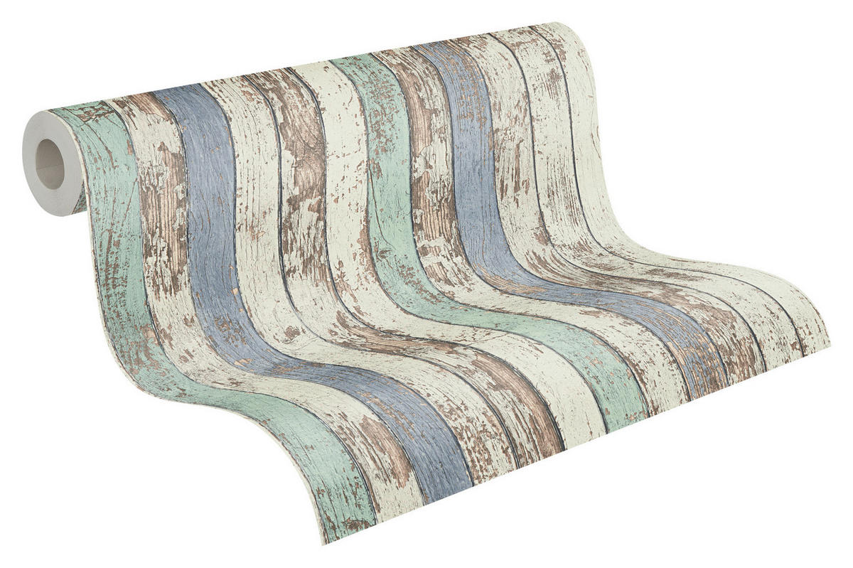 A.S.Creation Vliestapete Elements Holzoptik blau B/L: ca. 53x1005 cm Elements - blau (53,00/1005,00cm) - A.S.Creation
