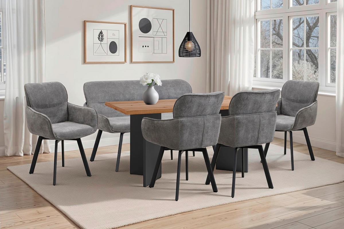 Stuhl RICO schwarz grau Metall Stoff B/H/T: ca. 61x90x63 cm RICO - schwarz/grau (61,00/90,00/63,00cm) - byLIVING