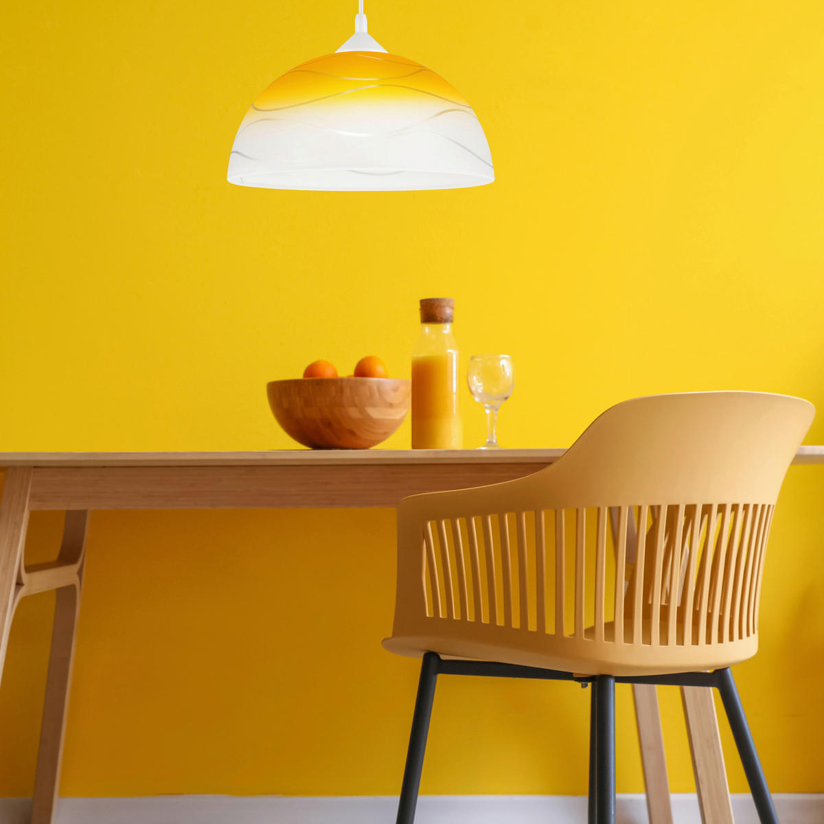 Lamkur Hängeleuchte gelb Glas B/H/L: ca. 31x17x31 cm E27 1 Brennstellen Hängeleuchte - gelb (31,00/31,00/17,00cm) - Lamkur
