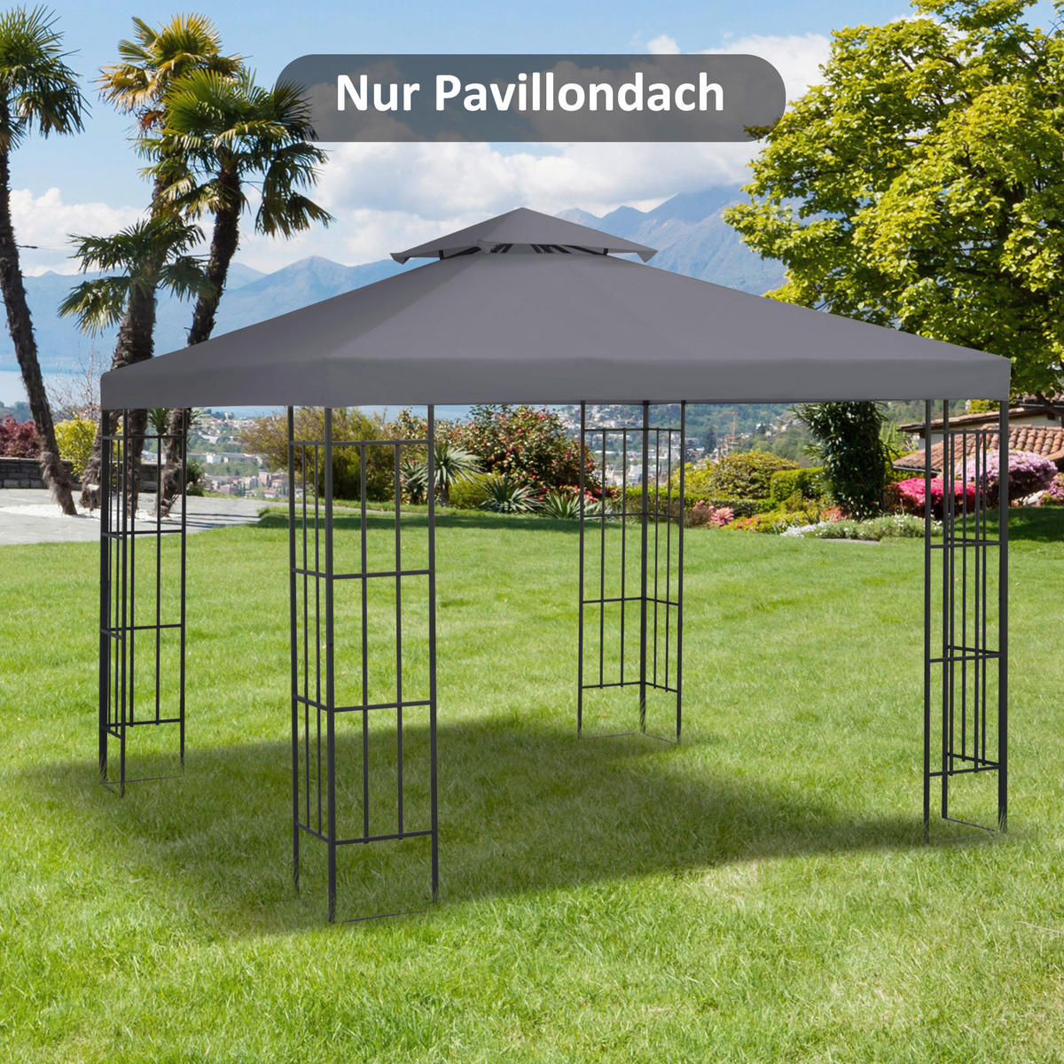 Outsunny Ersatzdach für Pavillon Ersatzdach_für_Pavillon - dunkelgrau (300,00/300,00/18,00cm) - Outsunny