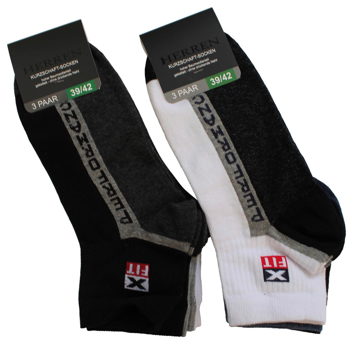 Herren-Socken sortiert 3 Packstücke Größe 39-42 Kurzschaftsocken_Herren_3erPack - sortiert
