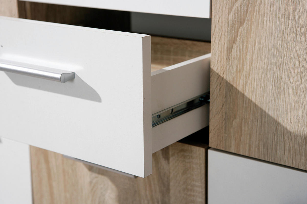 Kommode Elvezia Eiche Sonoma Nachbildung weiß B/H/T: ca. 115x77x30 cm Elvezia - Eiche/weiß (115,00/77,00/30,00cm) - Inter Link