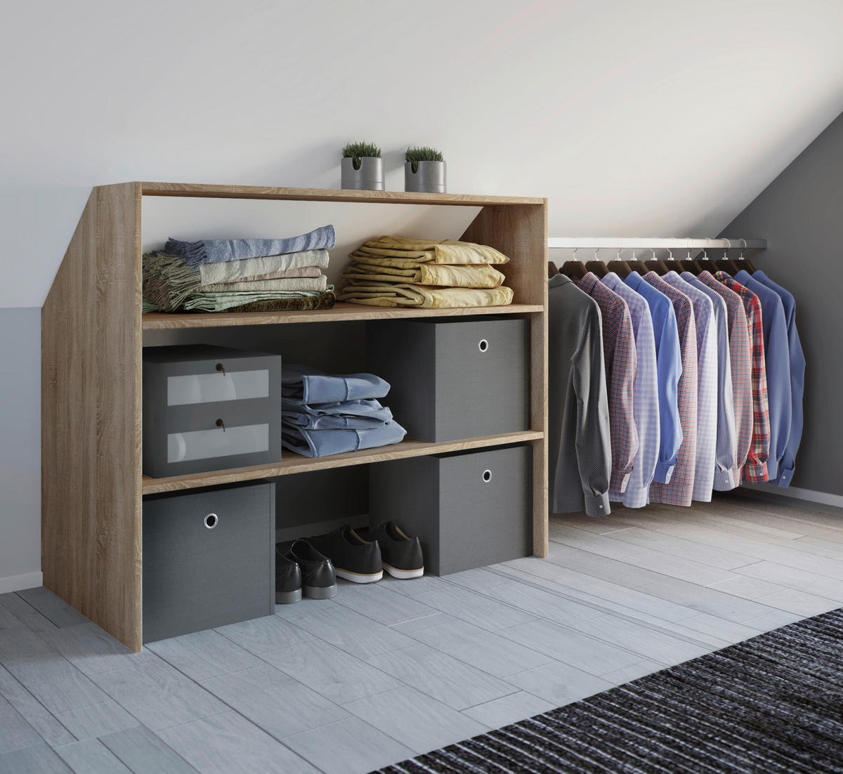 Regal Dacho Eiche Sonoma Nachbildung B/H/T: ca. 90x100x50 cm Dacho - Eiche (90,00/100,00/50,00cm) - VCM Möbel