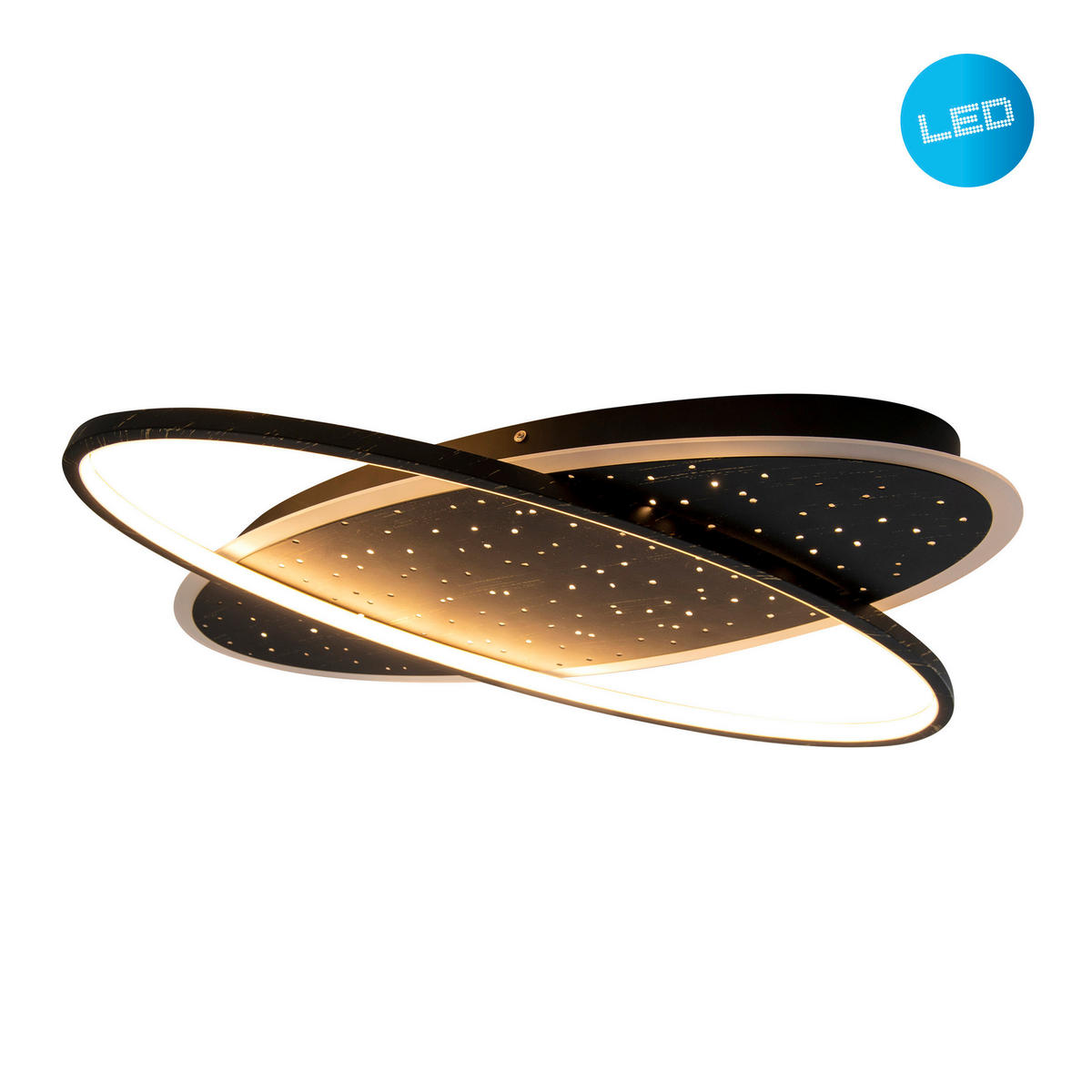 Näve Leuchten LED-Deckenleuchte schwarz Kunststoff Metall B/H/T: ca. 60x6,5x47 cm STELARIS - schwarz (60,00/6,50/47,00cm) - Näve Leuchten