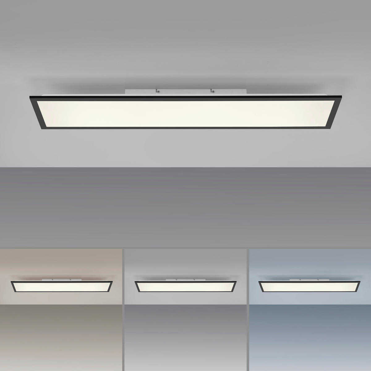 Just Light LED-Deckenleuchte schwarz B/H/L: ca. 25x6,5x100 cm LED-Deckenleuchte_Flat - schwarz (100,00/25,00/6,50cm) - Just Light