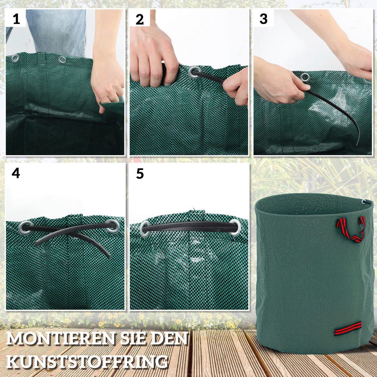 Outsunny Gartenabfallsack grün B/H/L: ca. 67x76x67 cm Gartenabfallsack - grün (67,00/67,00/76,00cm) - Outsunny