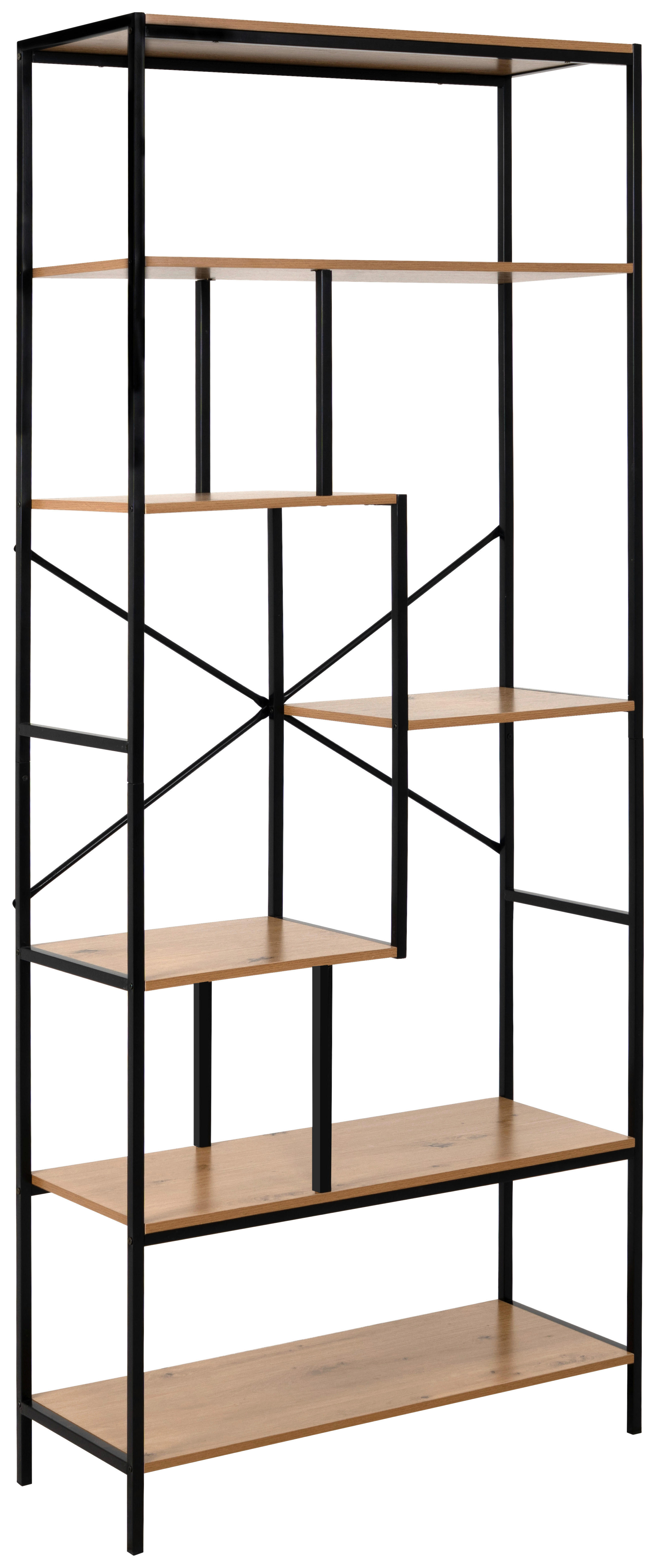 Regal Trelleborg B/H/T: ca. 75x180x30 cm Trelleborg - Eiche/schwarz (75,00/180,00/30,00cm)