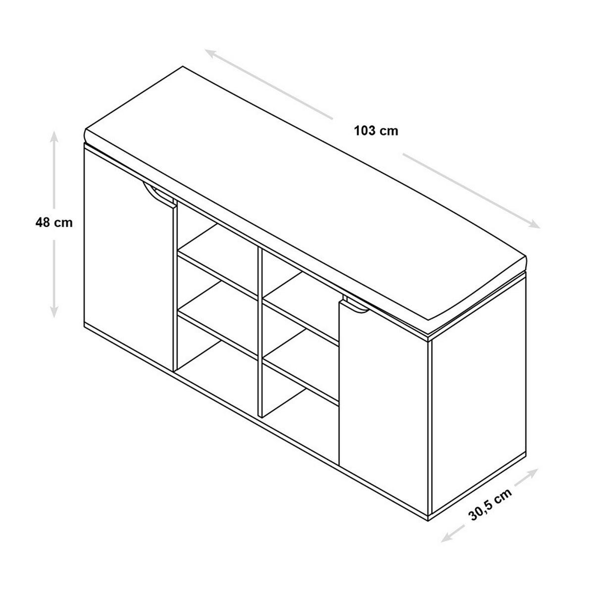 Kesper Schuhschrank mit Sitzkissen Eiche Spanplatte B/H/T: ca. 103x48x30,5 cm Schuhschrank_mit_Sitzkissen - Eiche/grau (103,00/48,00/30,50cm) - Kesper