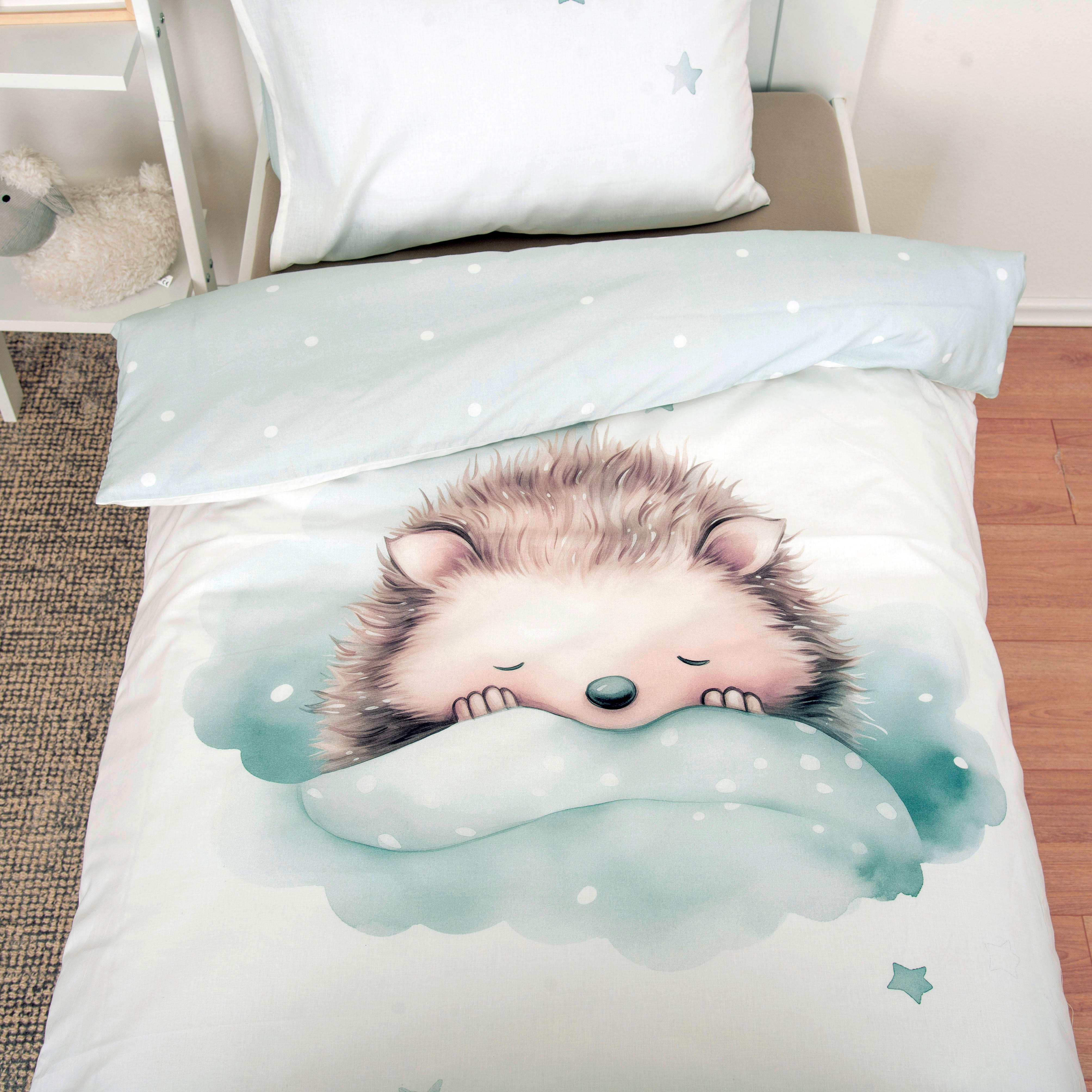 Bettwäsche Renforce Bettwäsche Kleiner Igel - braun/weiß (100,00/135,00cm) - babybest