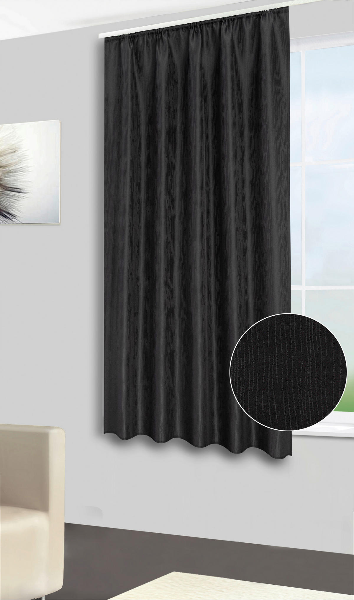Dekovorhang Tessin schwarz B/L: ca. 140x175 cm Tessin - schwarz (140,00/175,00cm) - silver edition