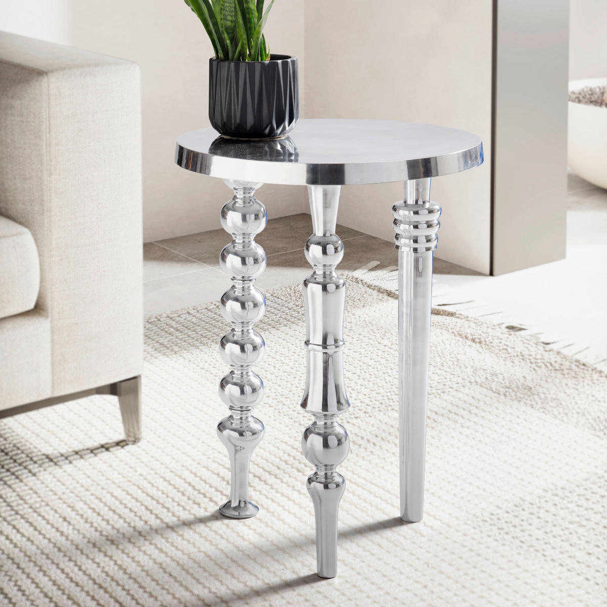 Beistelltisch silber B/H/T: ca. 44x44x63 cm Beistelltisch - silber (44,00/44,00/63,00cm) - Wohnling