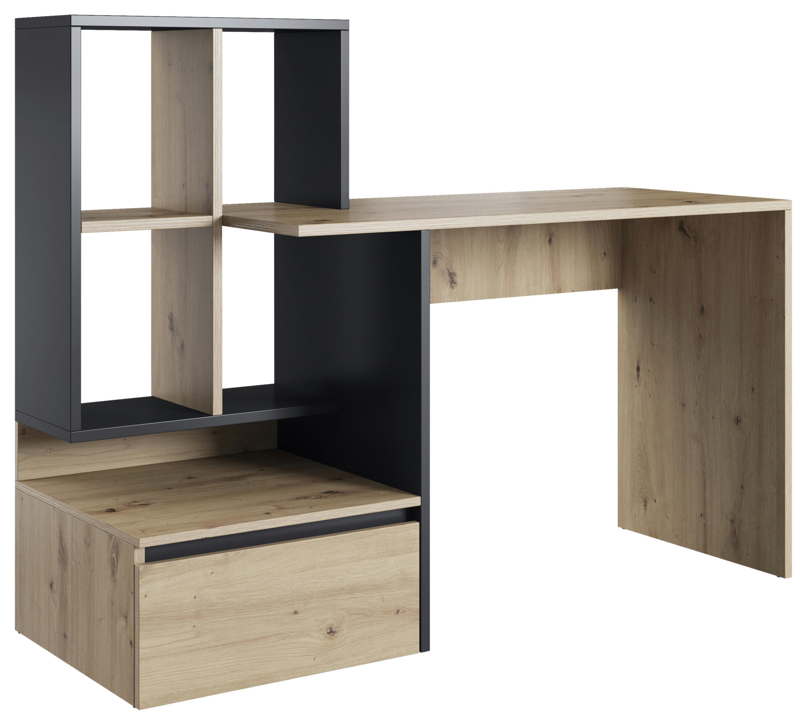Schreibtisch SCHREIBTISH PACO 2 Eiche Artisan Nachbildung anthrazit B/H/T: ca. 145x112x52 cm SCHREIBTISH PACO 2 - Eiche/anthrazit (145,00/112,00/52,00cm) - WIPMEB