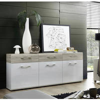 Sideboard Spirit weiß weiß Hochglanz Sandeiche Nachbildung B/H/T: ca. 175x85x44 cm Spirit - weiß (175,00/85,00/44,00cm)