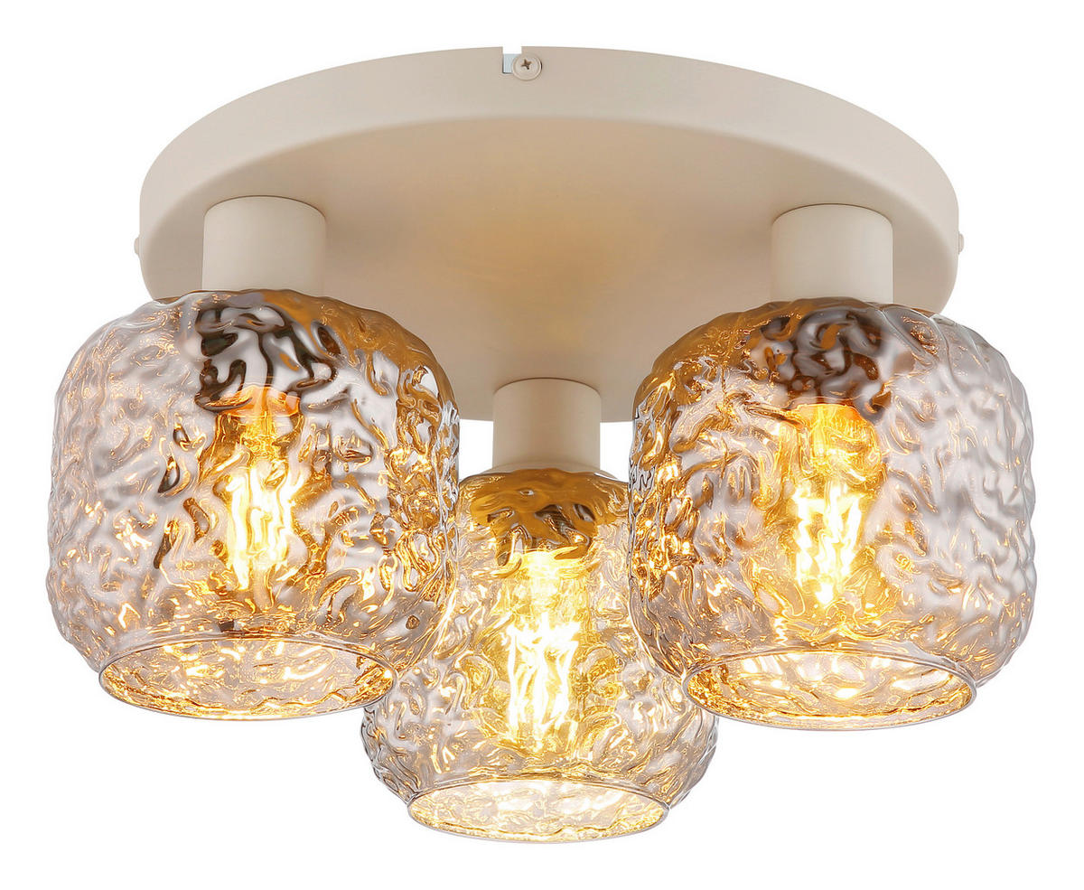 GLOBO Deckenleuchte Rauch beige Glas Metall B/H/L: ca. 34x27,5x34 cm 3 Brennstellen Deckenleuchte-Antonio - beige/Rauch (34,00/34,00/27,50cm) - GLOBO