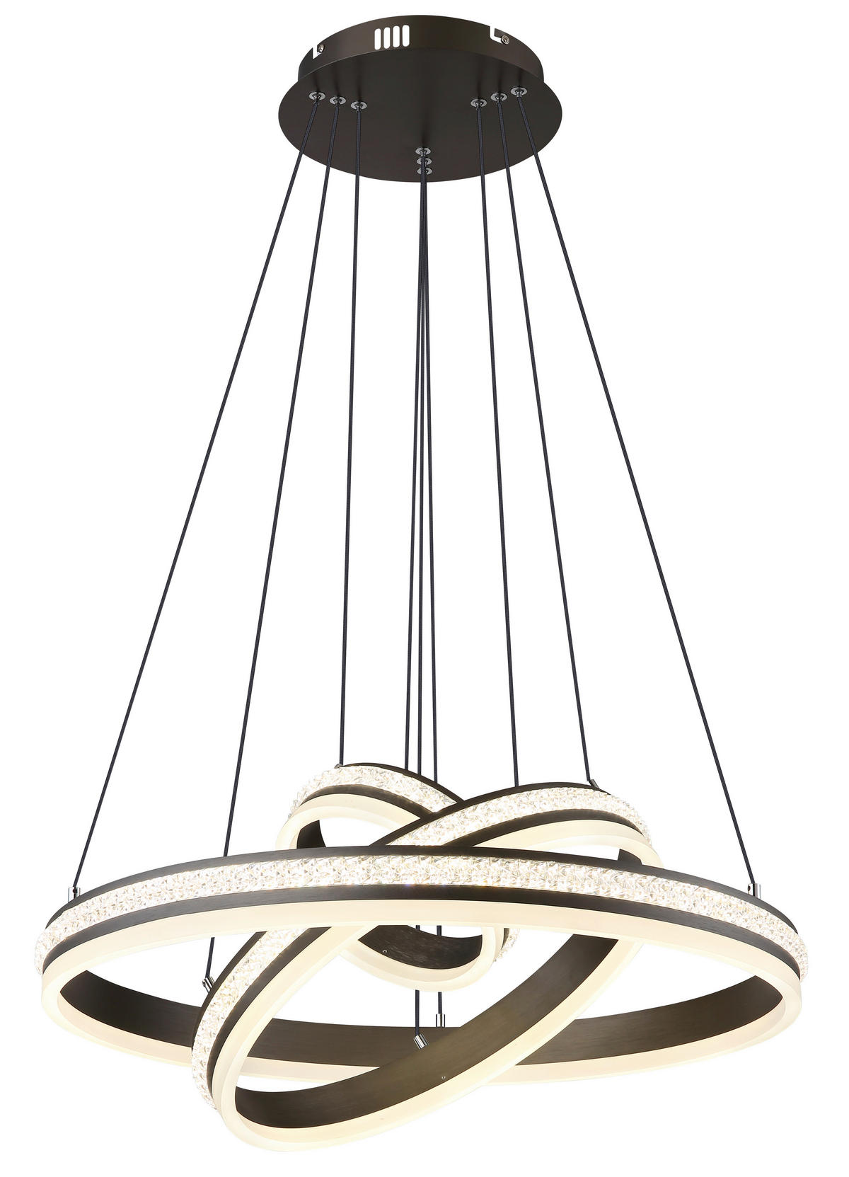 GLOBO LED-Pendelleuchte titanfarbig klar Kunststoff Metall H/D: ca. 120x60 cm GROUNI - klar/titanfarbig (60,00/120,00cm) - GLOBO