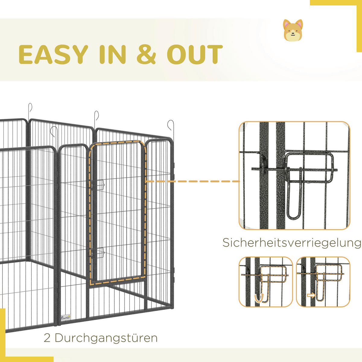 PawHut Gehege grau Edelstahl B/H/L: ca. 320x320x100 cm Freigehege - grau (100,00/320,00/320,00cm) - PawHut