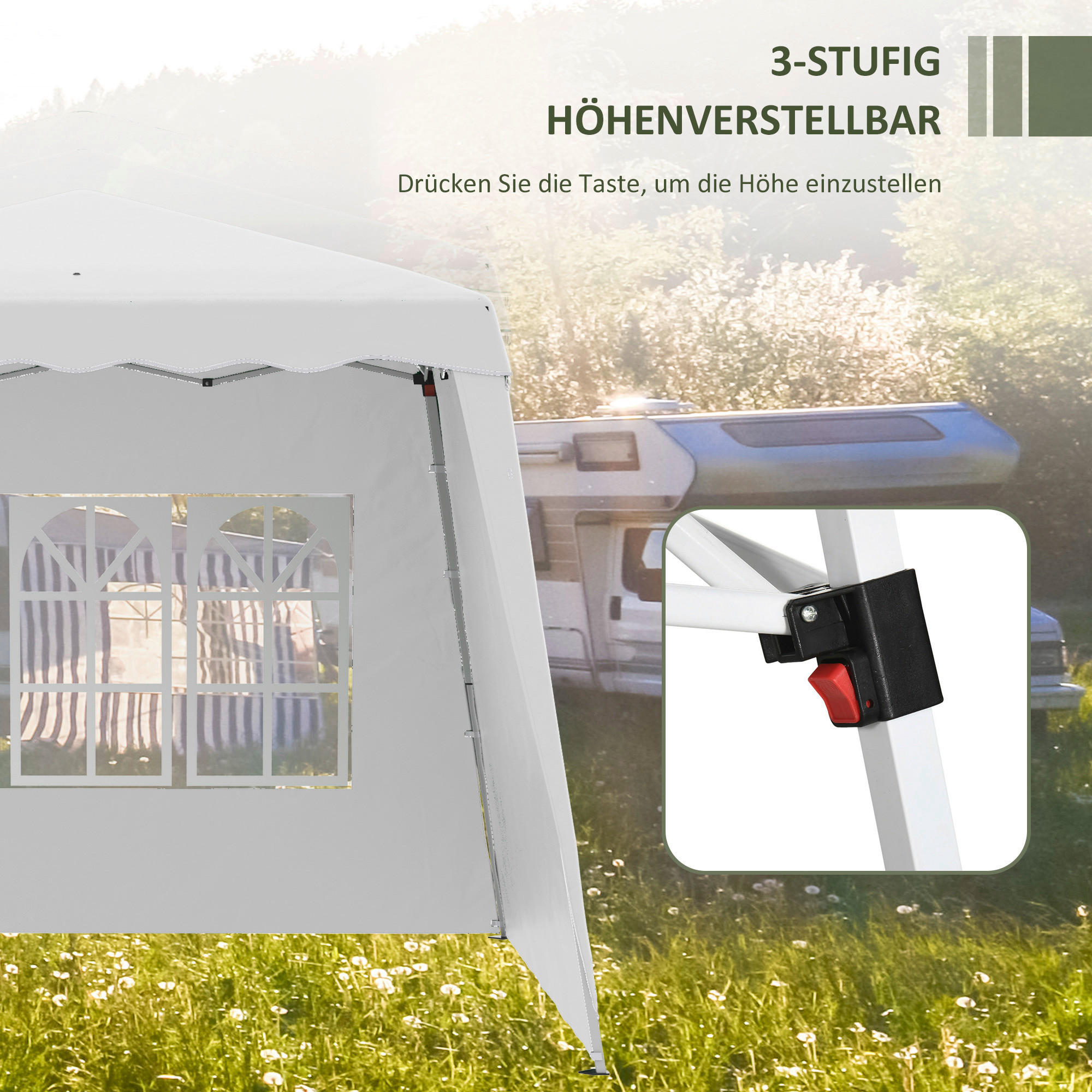Outsunny Pavillon weiß Edelstahl B/H/L: ca. 240x240x250 cm Pavillon - weiß (250,00/240,00/240,00cm) - Outsunny