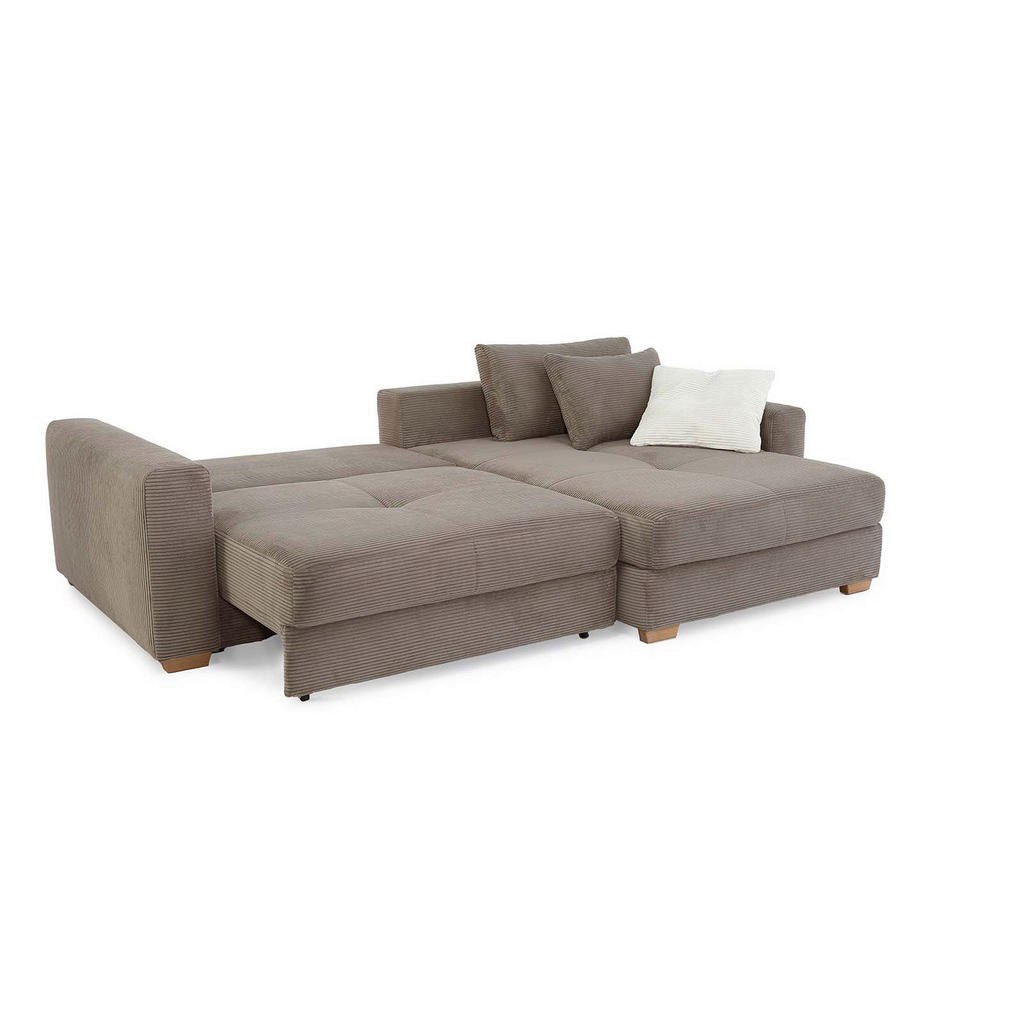 Thumbnail - Ecksofa beige Velourstoff B/H/T: ca. 288x86x186 cm
