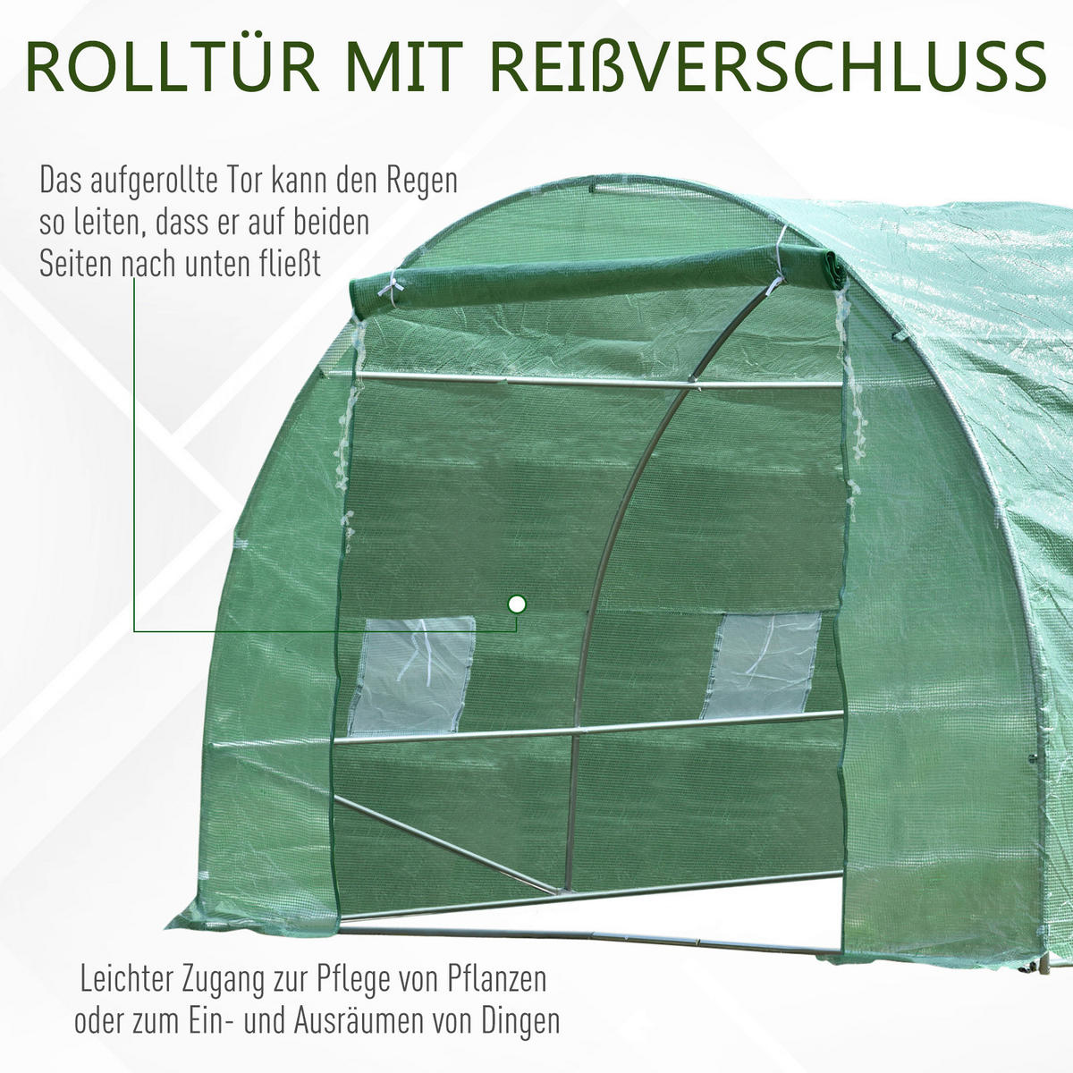 Outsunny Foliengewächshaus B/H/L: ca. 300x200x600 cm Foliengewächshaus MH845-018 - grün (600,00/300,00/200,00cm) - Outsunny