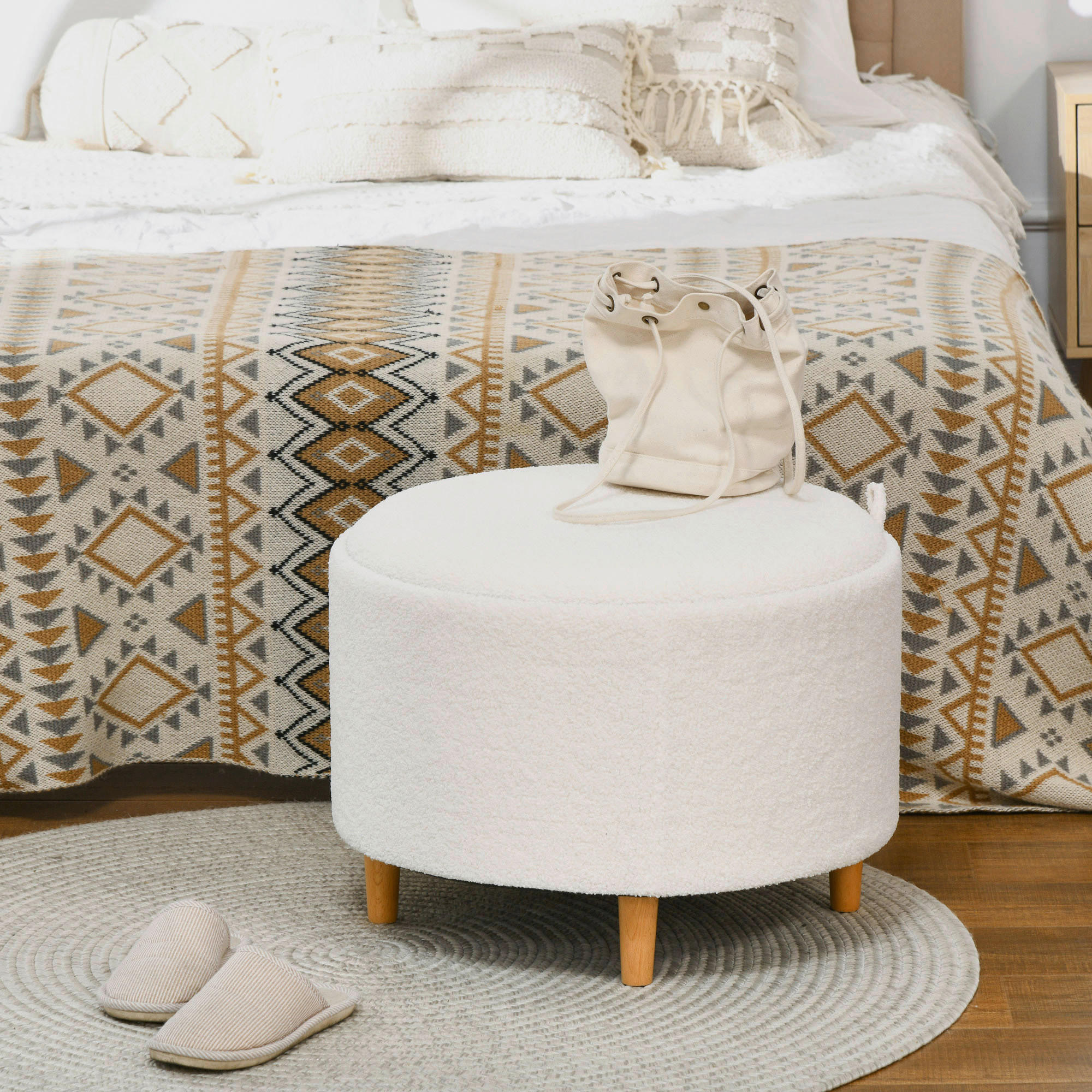 HOMCOM Hocker weiß B/H/L: ca. 56x56x42 cm Sitzhocker - weiß (42,00/56,00/56,00cm) - HOMCOM