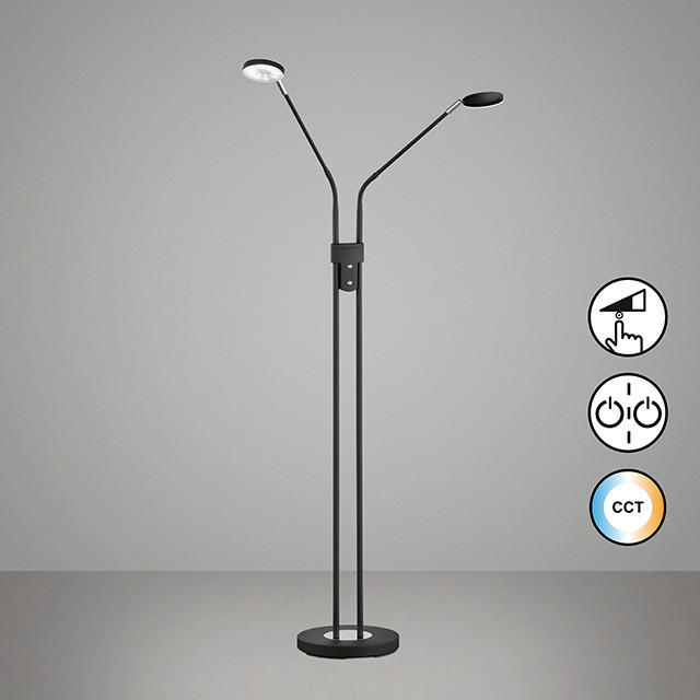 easy! by FHL Stehleuchte 840038 Luna schwarz Chrom Metall B/H/T: ca. 25x150x25 cm 2 Brennstellen Luna - schwarz/Chrom (25,00/150,00/25,00cm) - easy! by FHL