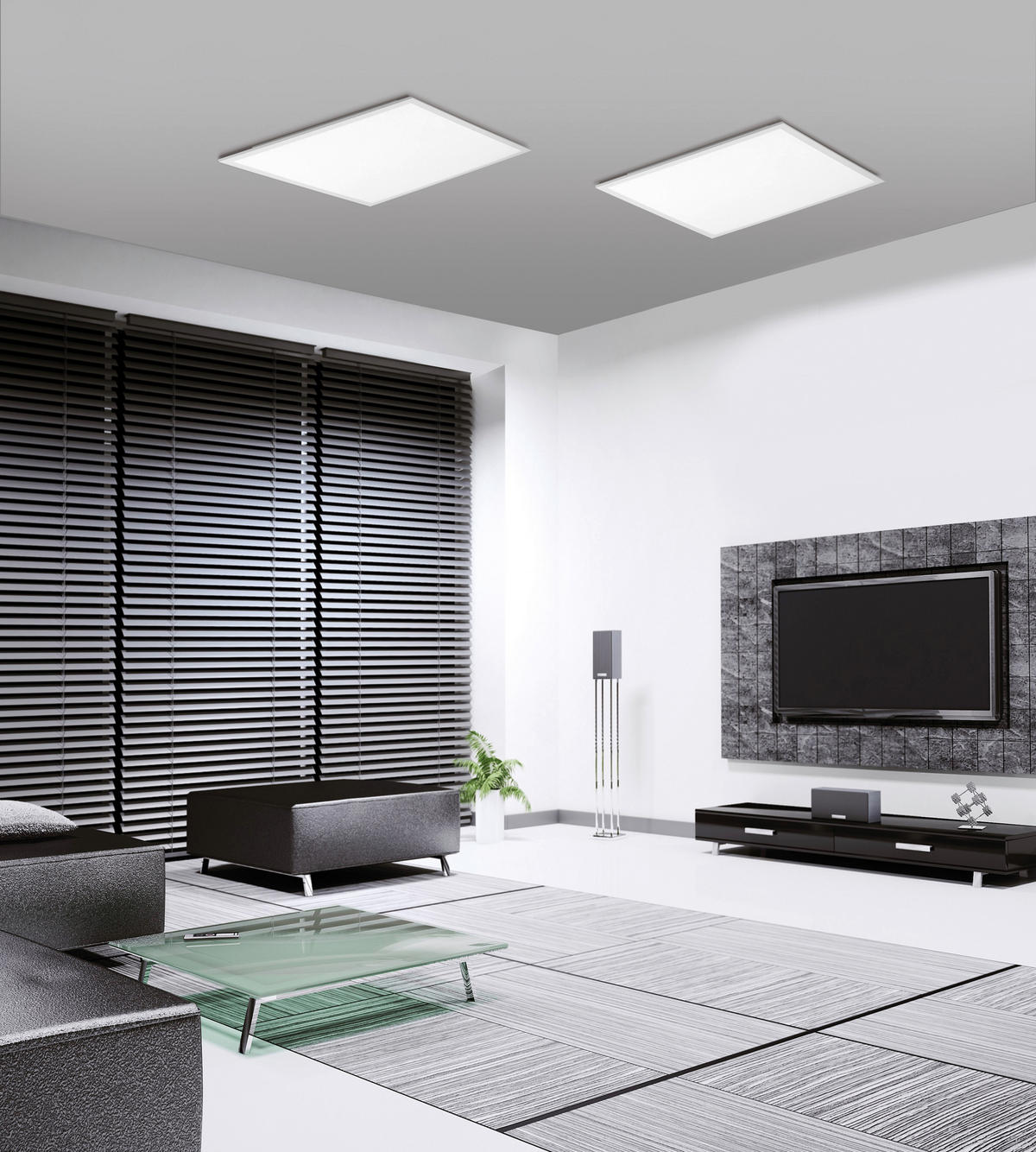 Just Light LED-Deckenpanel FLAT 14532-16 weiß Kunststoff Metall B/H/T: ca. 62x5,6x62 cm 1 Brennstellen FLAT - weiß (62,00/5,60/62,00cm) - Just Light