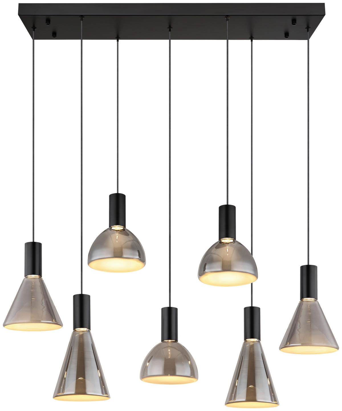 GLOBO LED-Pendelleuchte Rauch mattschwarz Metall Glas B/H/T: ca. 33x150x97 cm LABORA - Rauch/mattschwarz (33,00/150,00/97,00cm) - GLOBO