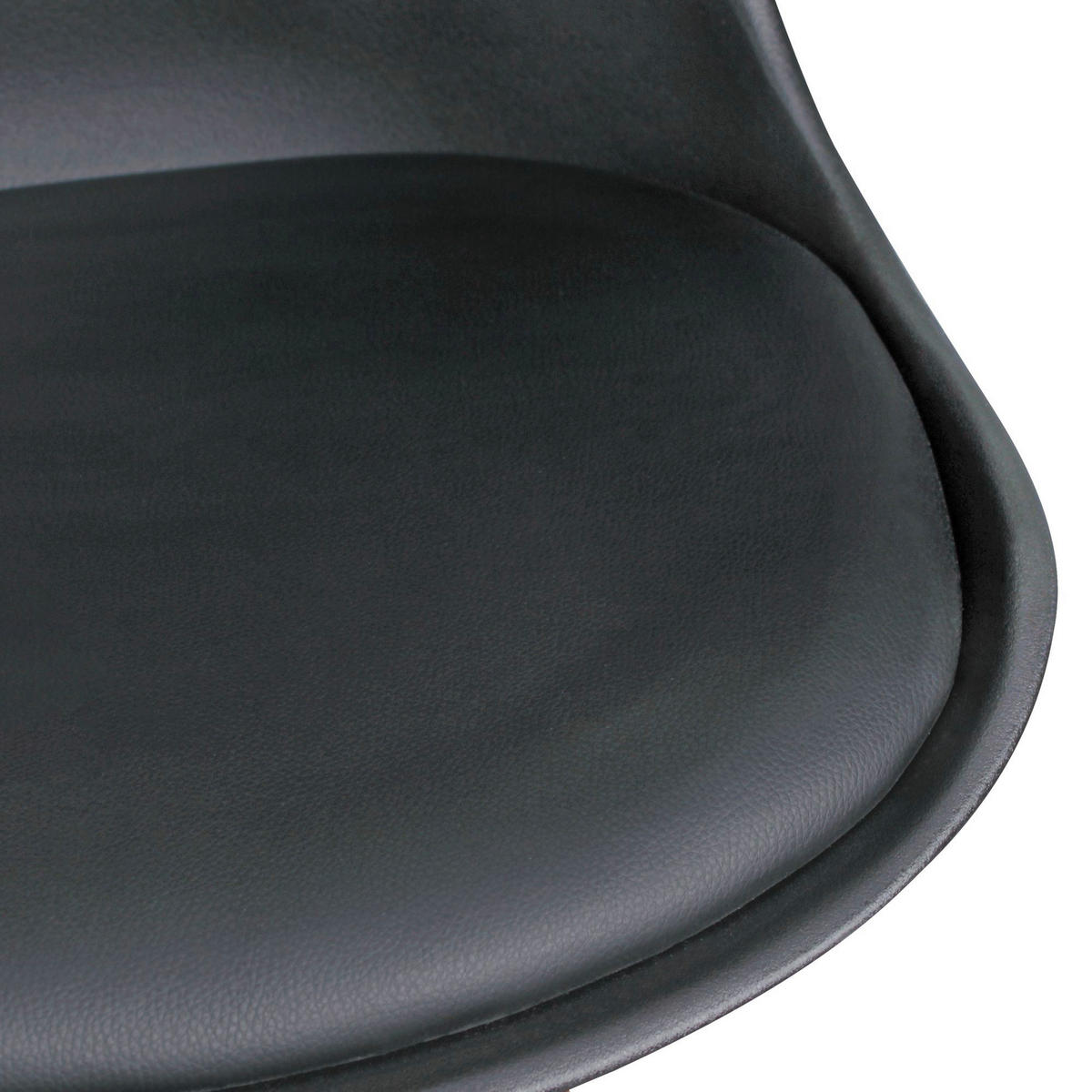 Stuhl 2er-Set schwarz schwarz natur Kunststoff Kunstleder Echtholz B/H/T: ca. 49x87x52 cm 2er-Set - natur/schwarz (49,00/87,00/52,00cm) - Wohnling