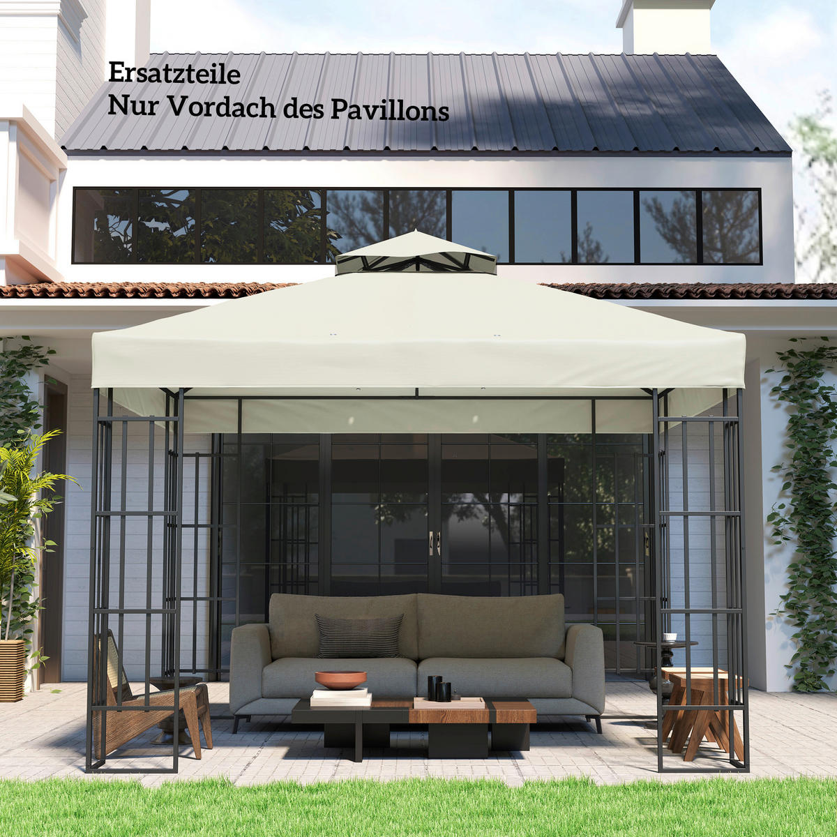 Outsunny Pavillondach hellgrau Polyester B/H/L: ca. 300x1x300 cm Pavillon Ersatzdach - hellgrau (300,00/300,00/1,00cm) - Outsunny